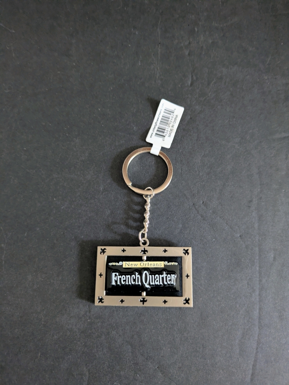 Key Chain New Orleans French Quarter Black Rue Bourbon St Keychain